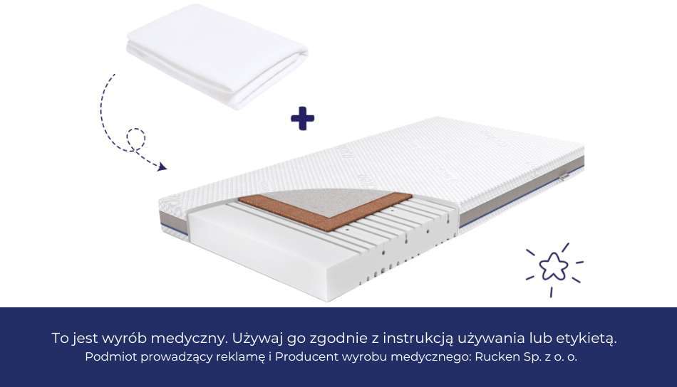 Materac kokosowy NATURA 120x60 i ochraniacz HYDRO MAX